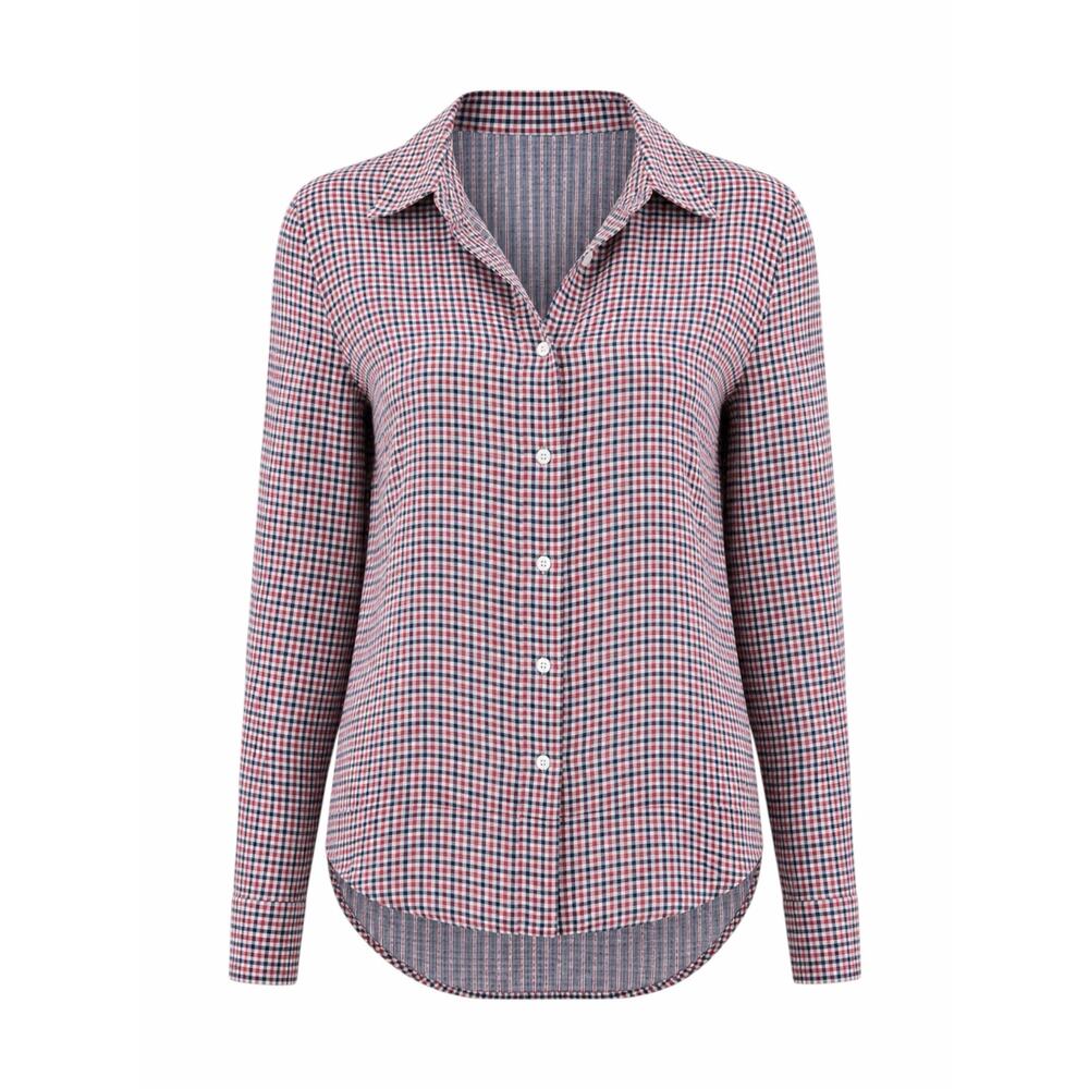 Jet John Eshaya Check Pattern Back Button Shirt Red Blue Made USA Size S